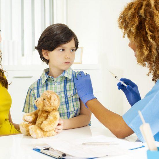 immunization, boy, child, teddy bear, injection