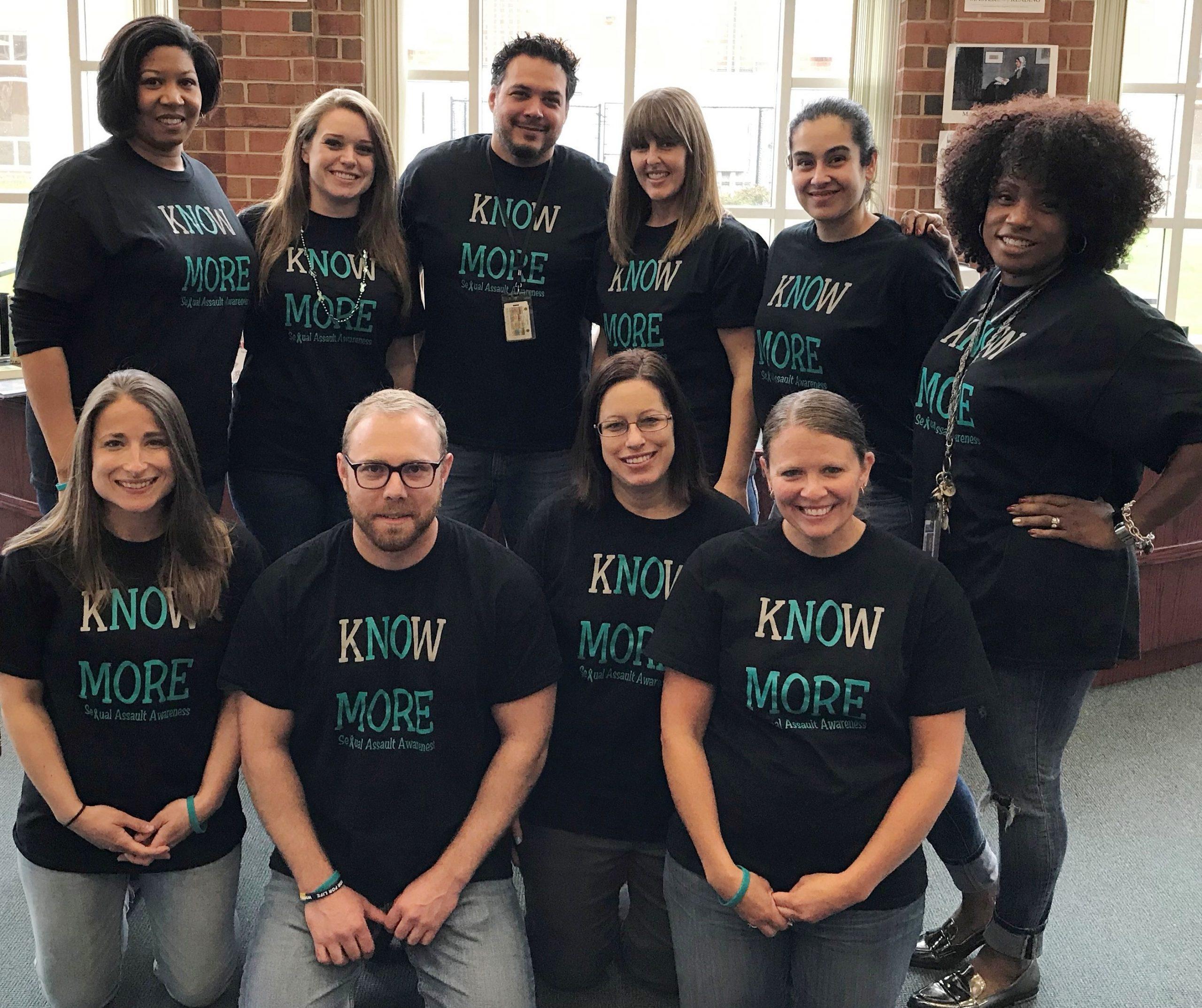 Photo of Franklin High School staff in "Know More" T-shirts