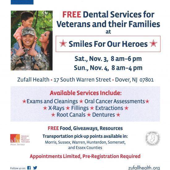 Smiles for our heroes veterans dental event flyer