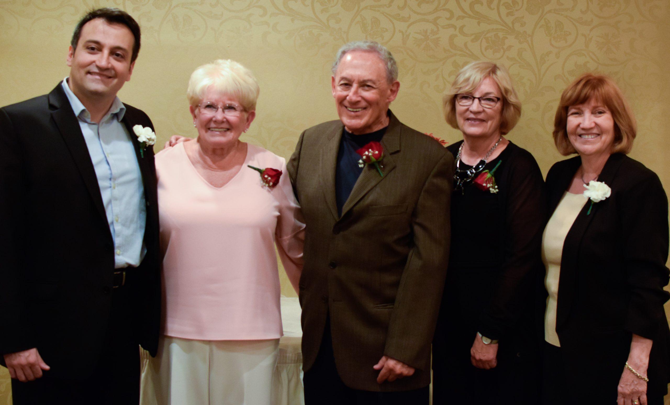 Zufall Health paid tribute to more than 100 volunteers for their dedicated service to the health center at a recent event at the Bridgewater Manor. Pictured from left: Dr. Sam Wakim, DMD, Zufall chief dental officer; Betsy Roberts, senior vice president, Fulton Bank (retired); 2019 Volunteer of the Year Dr. Howard Rappoport, DMD; Phyllis Kumpf, Good as New Volunteer; and Eva Turbiner, Zufall President and CEO.