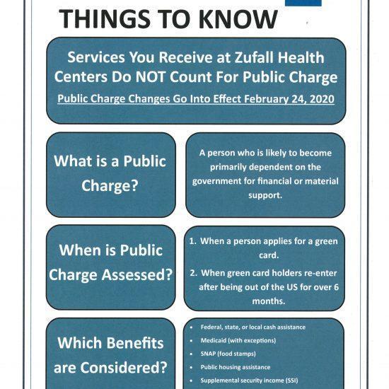 A flyer about things to know about Public Charge changes as of February 24, 2020.